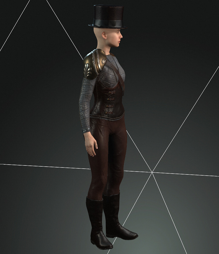 Mega Pack 28 Steampunk rigged character woman man Low-poly 3D model_72