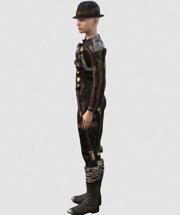 Mega Pack 28 Steampunk rigged character woman man Low-poly 3D model_134