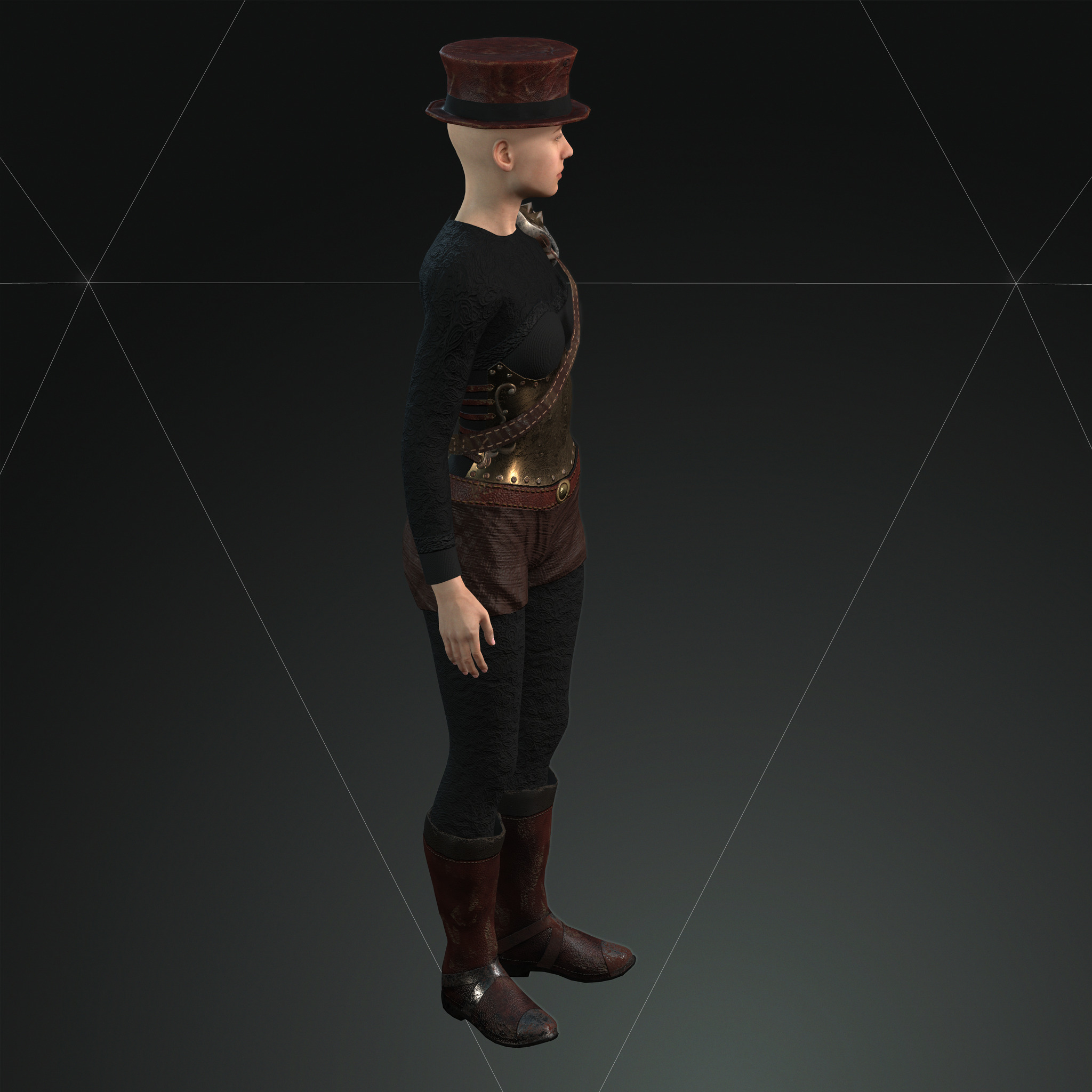 Mega Pack 28 Steampunk rigged character woman man Low-poly 3D model_112