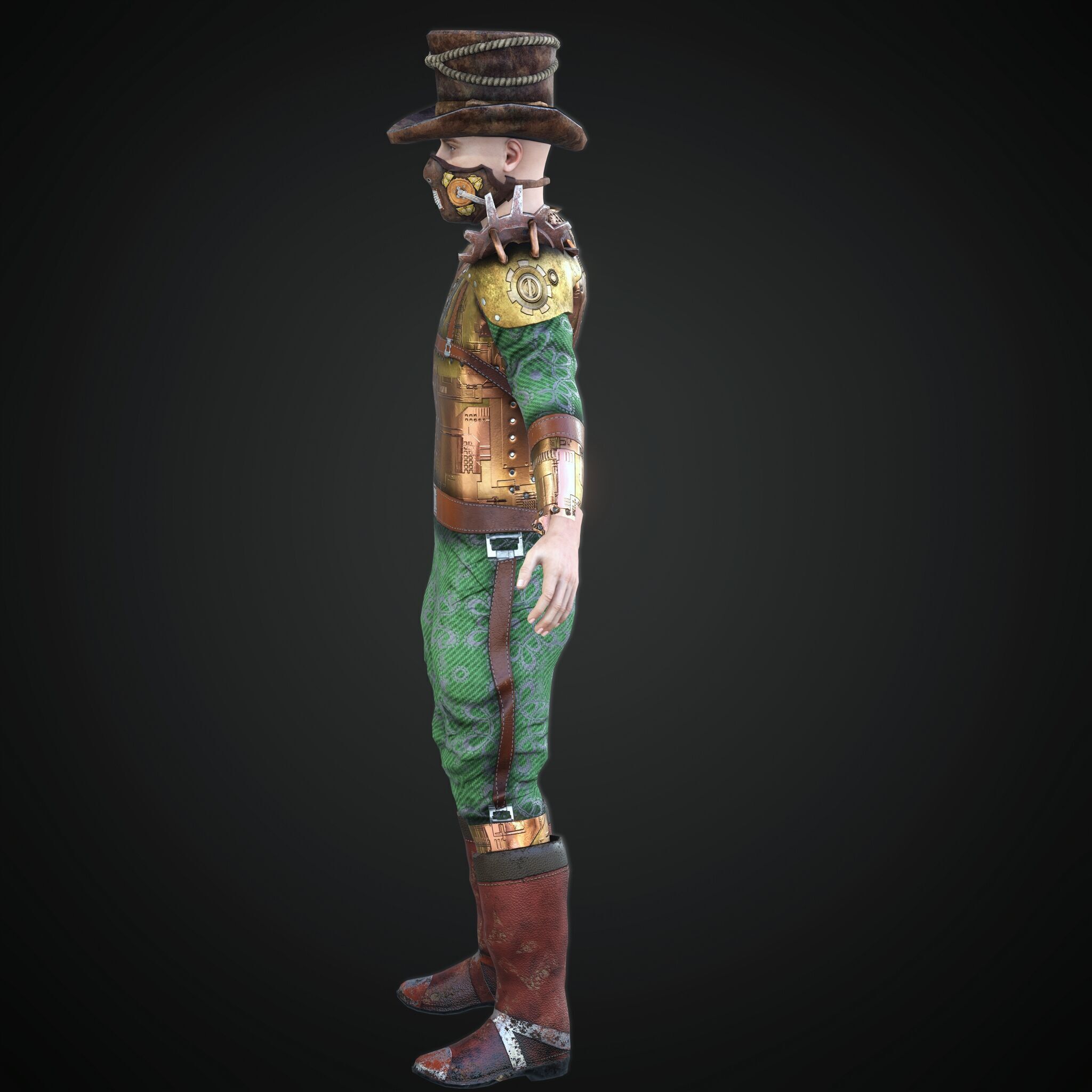 Mega Pack 28 Steampunk rigged character woman man Low-poly 3D model_59