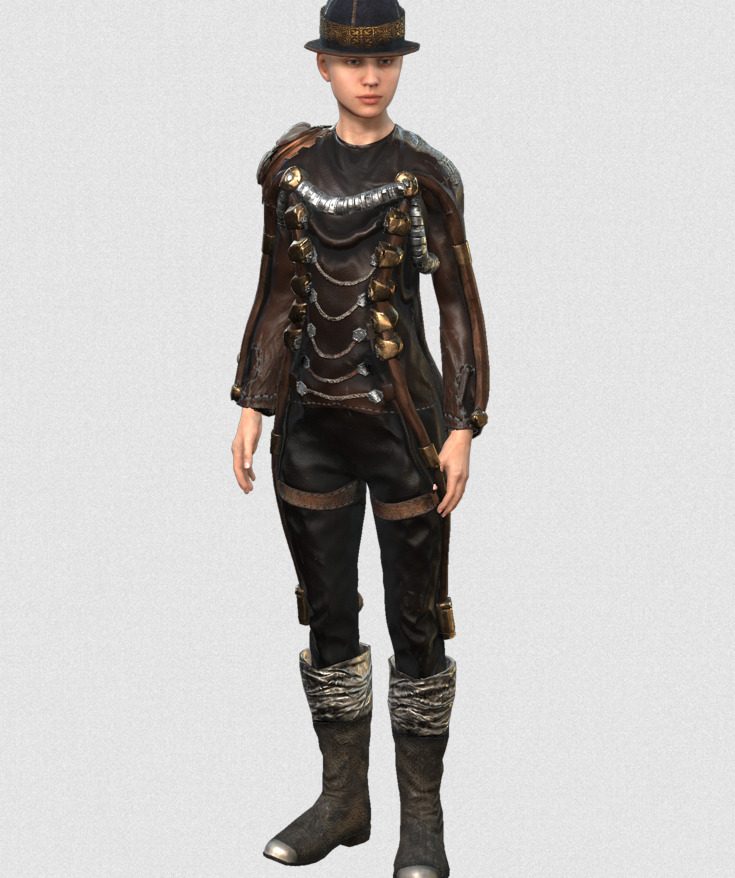 Mega Pack 28 Steampunk rigged character woman man Low-poly 3D model_137