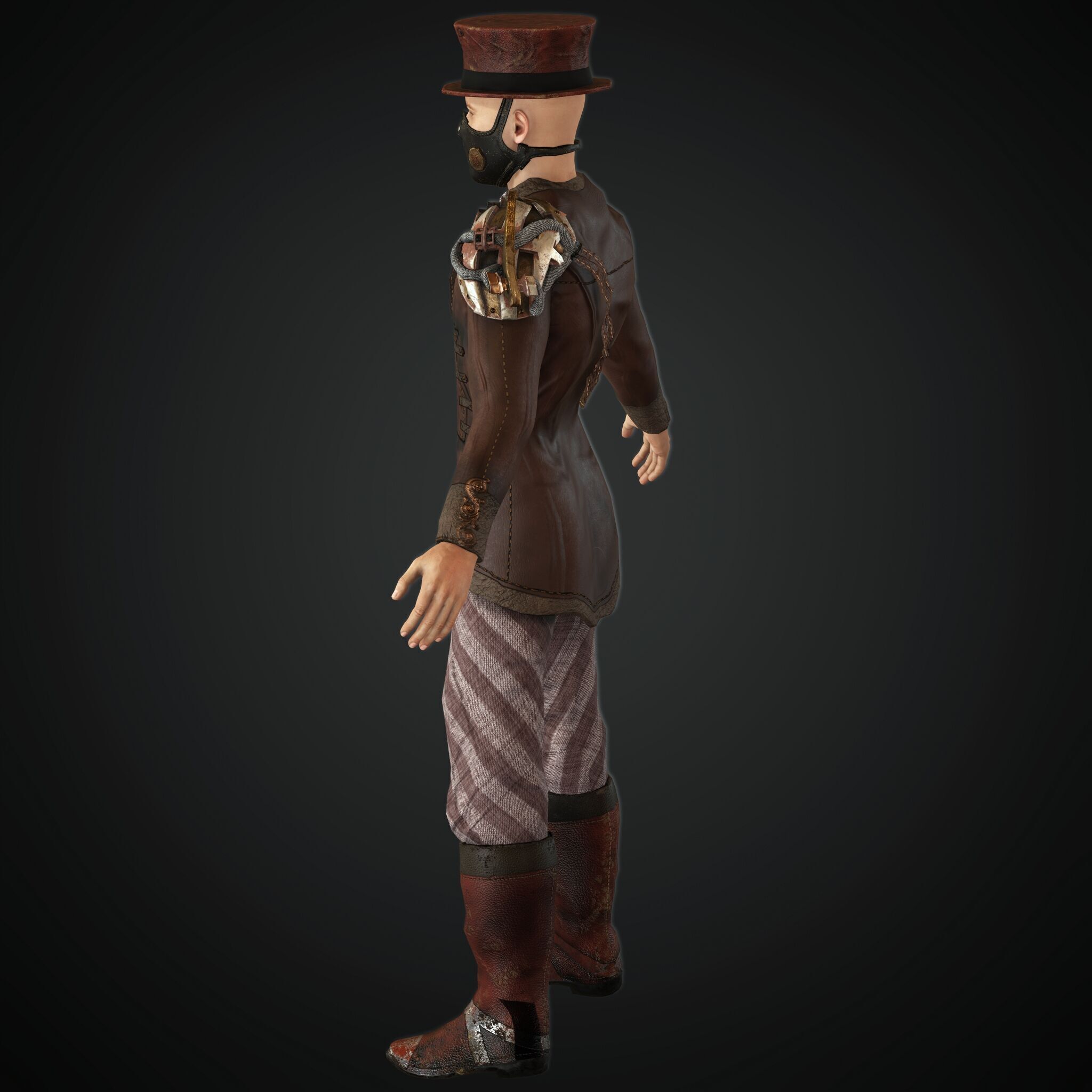 Mega Pack 28 Steampunk rigged character woman man Low-poly 3D model_18