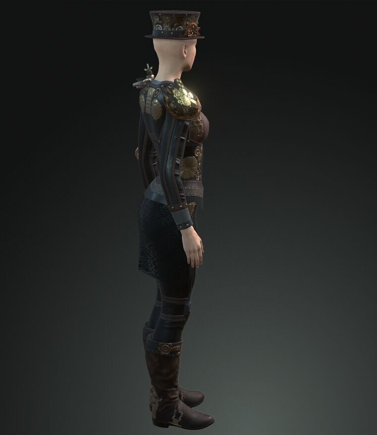 Mega Pack 28 Steampunk rigged character woman man Low-poly 3D model_87