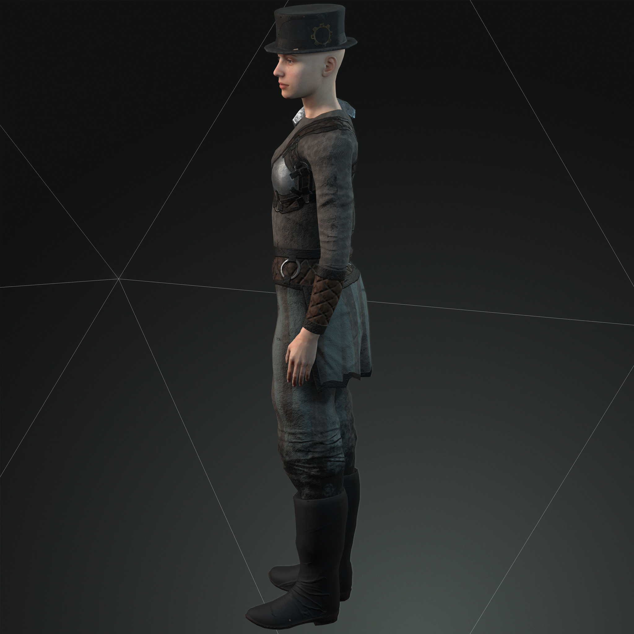 Mega Pack 28 Steampunk rigged character woman man Low-poly 3D model_143