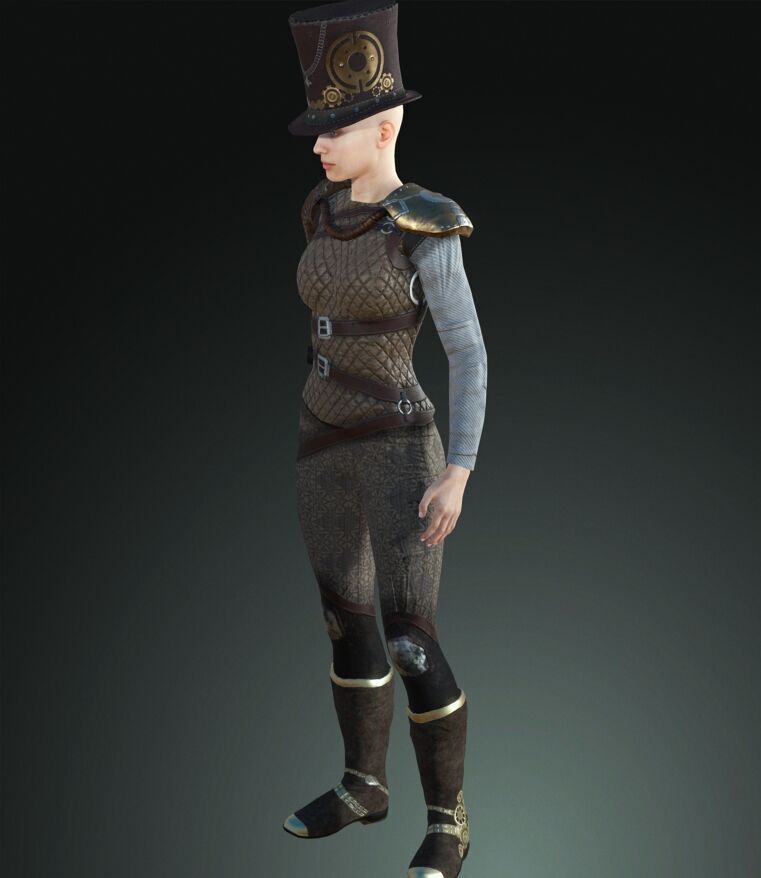 Mega Pack 28 Steampunk rigged character woman man Low-poly 3D model_84