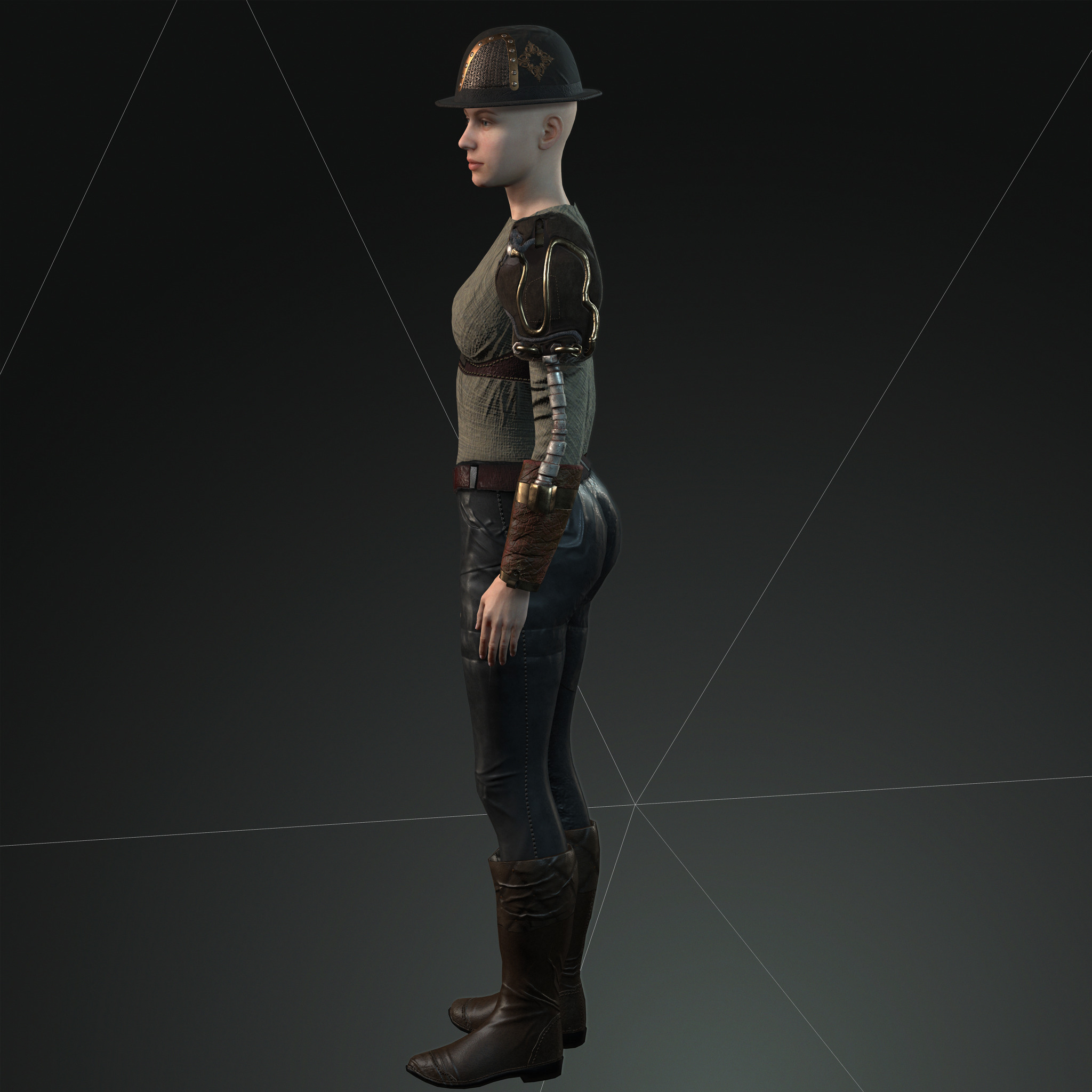 Mega Pack 28 Steampunk rigged character woman man Low-poly 3D model_125