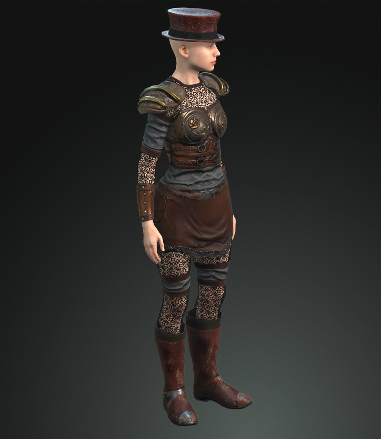 Mega Pack 28 Steampunk rigged character woman man Low-poly 3D model_131