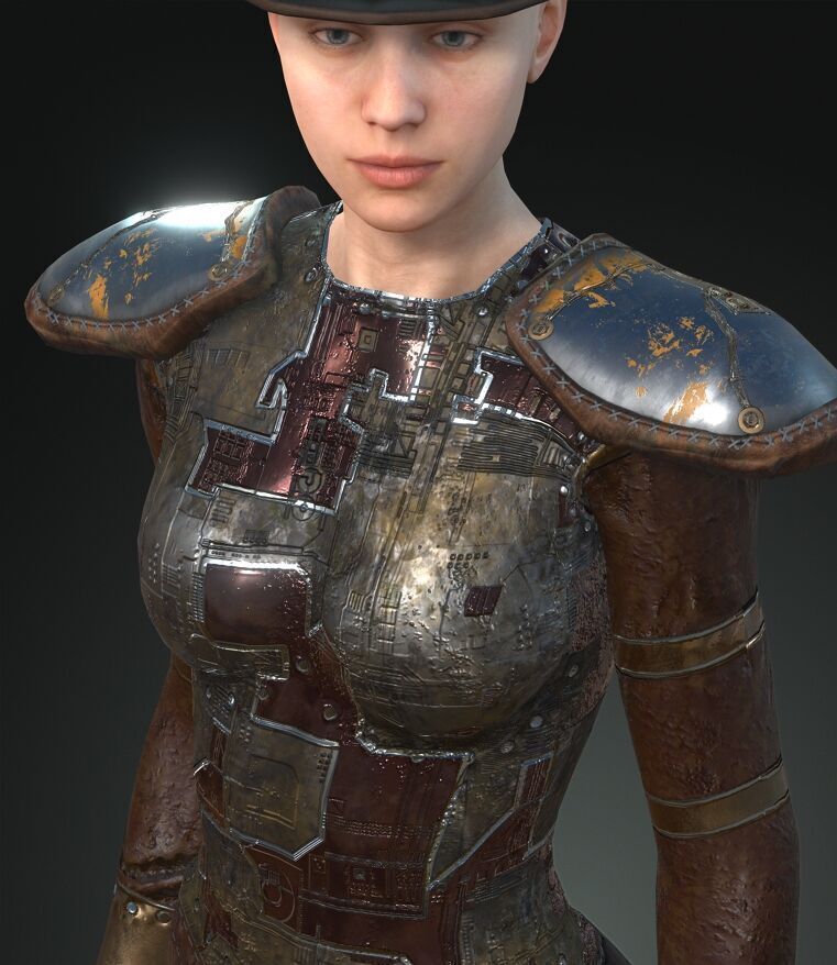 Mega Pack 28 Steampunk rigged character woman man Low-poly 3D model_99