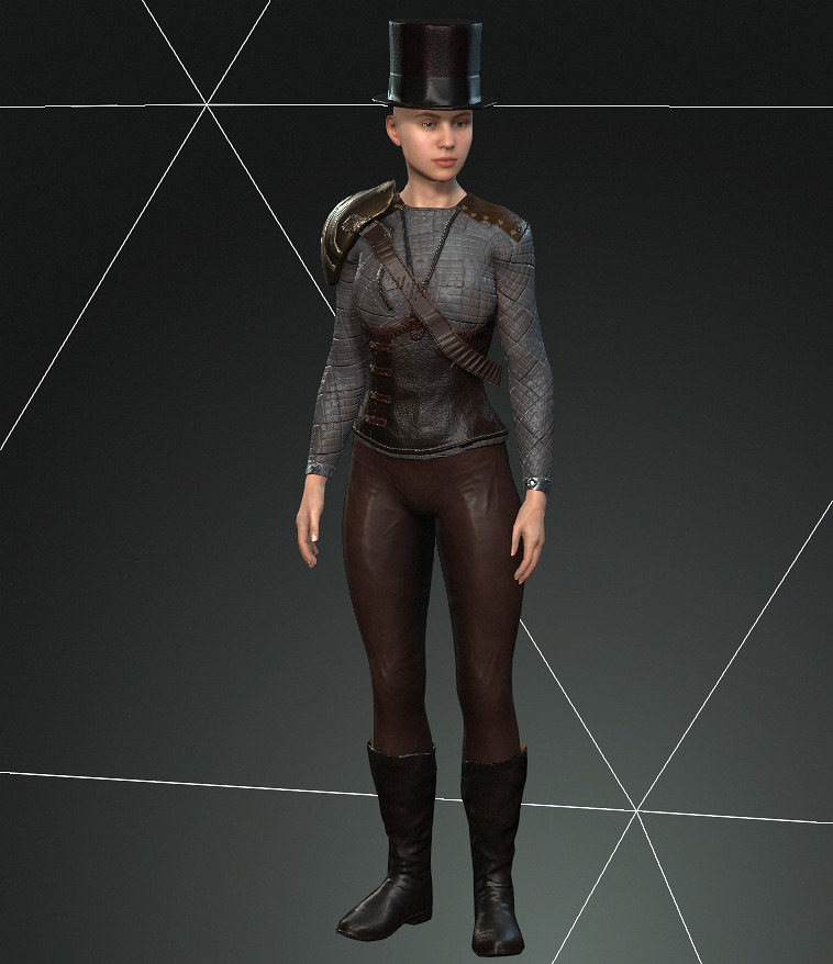 Mega Pack 28 Steampunk rigged character woman man Low-poly 3D model_74