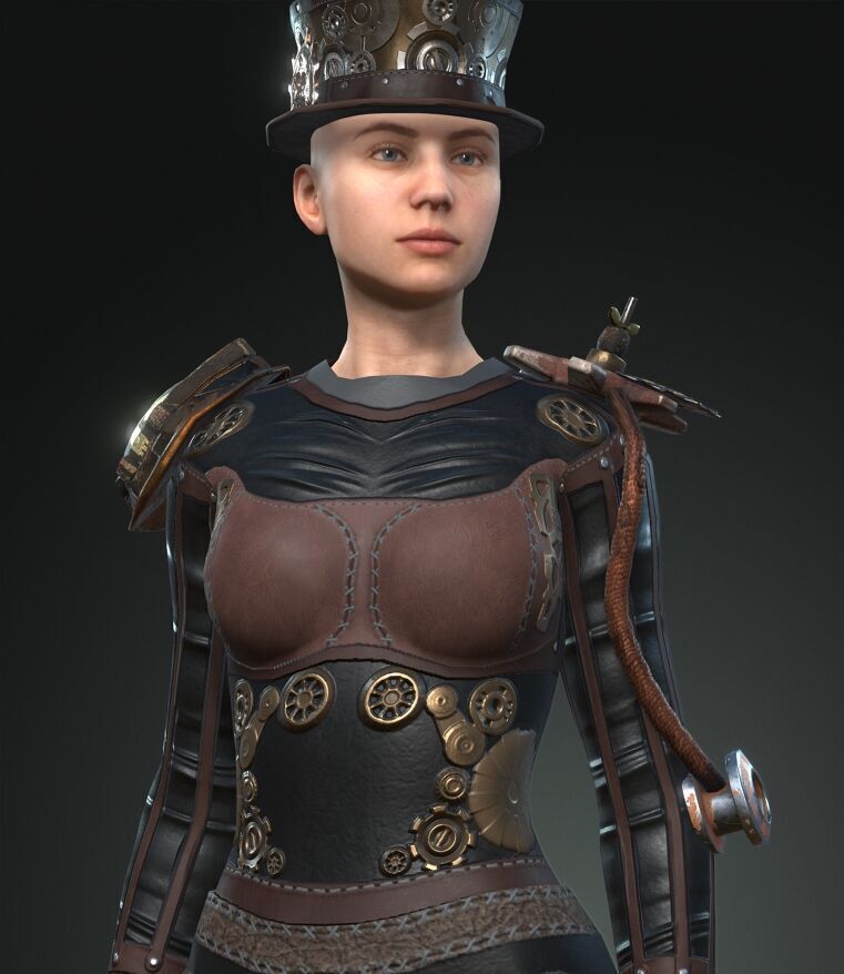 Mega Pack 28 Steampunk rigged character woman man Low-poly 3D model_90