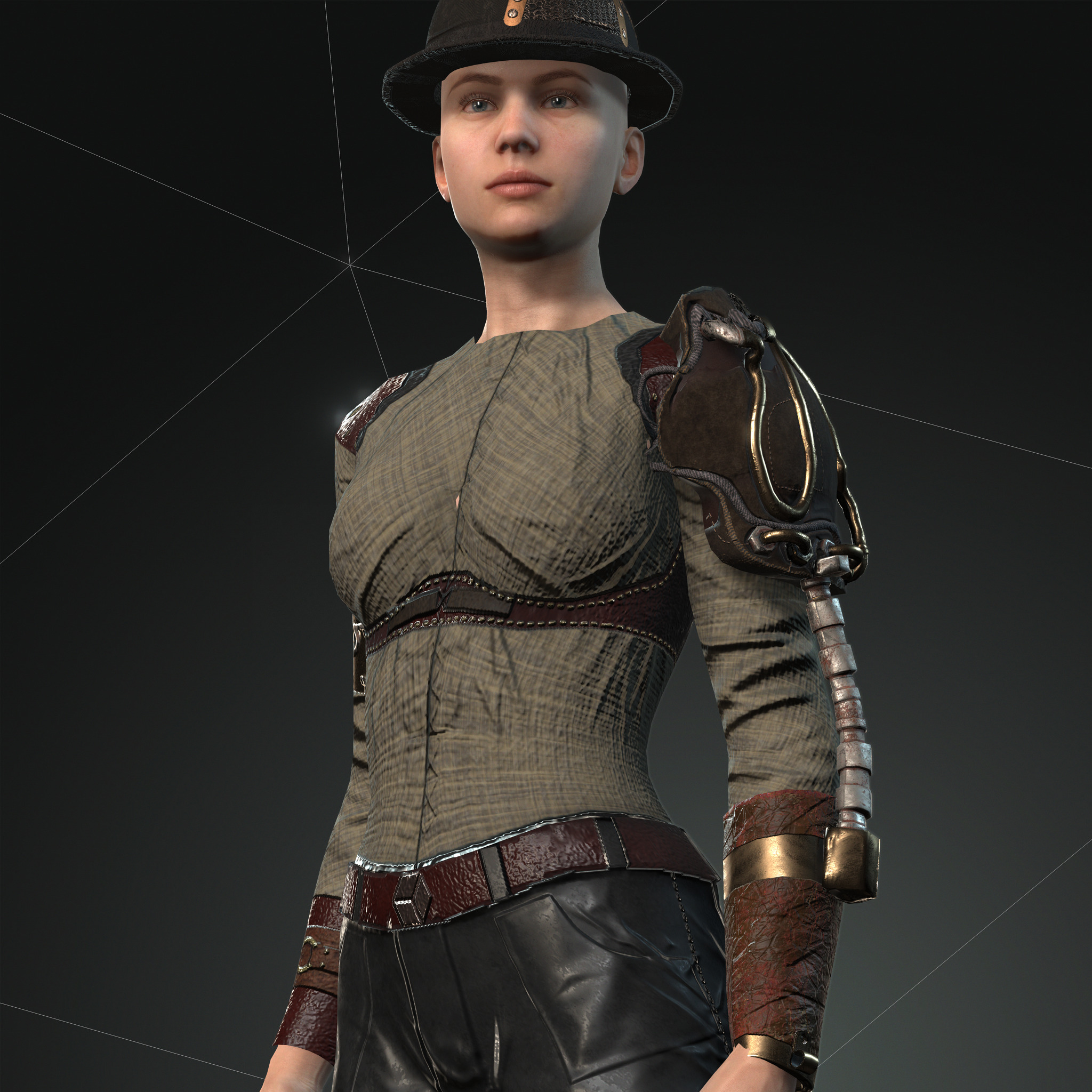 Mega Pack 28 Steampunk rigged character woman man Low-poly 3D model_145