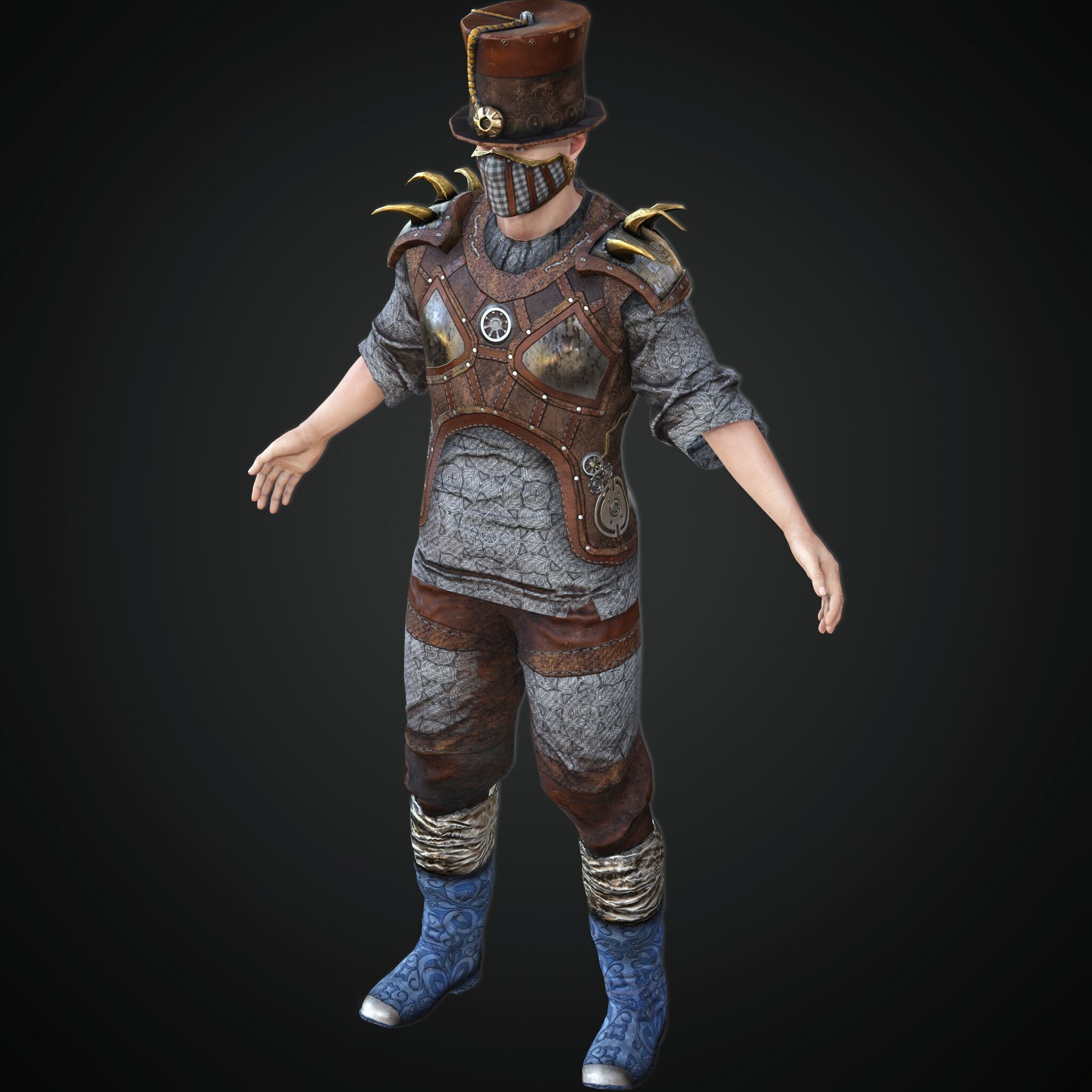 Mega Pack 28 Steampunk rigged character woman man Low-poly 3D model_53