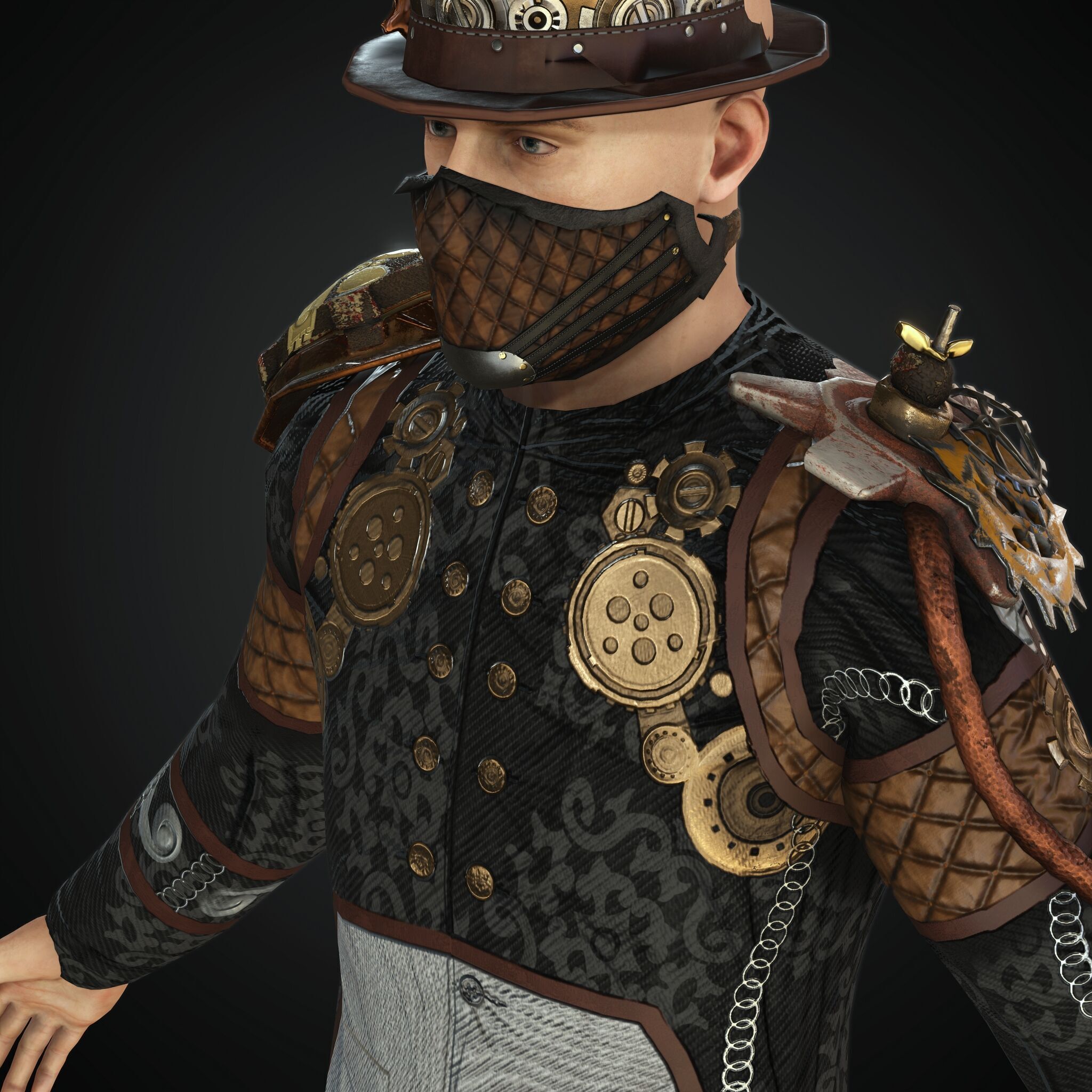 Mega Pack 28 Steampunk rigged character woman man Low-poly 3D model_44