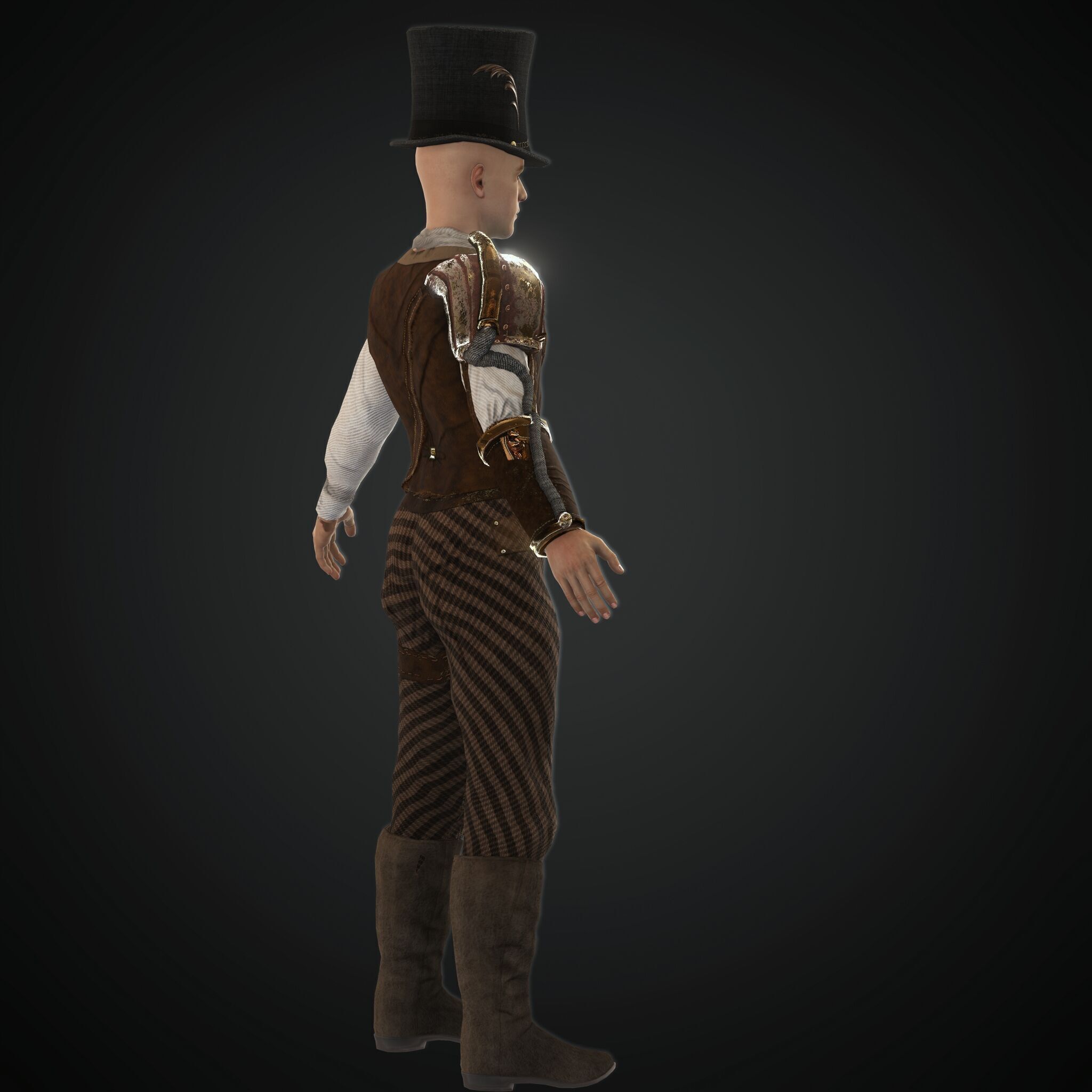 Mega Pack 28 Steampunk rigged character woman man Low-poly 3D model_3