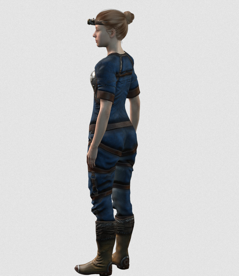 Mega Pack 28 Steampunk rigged character woman man Low-poly 3D model_107