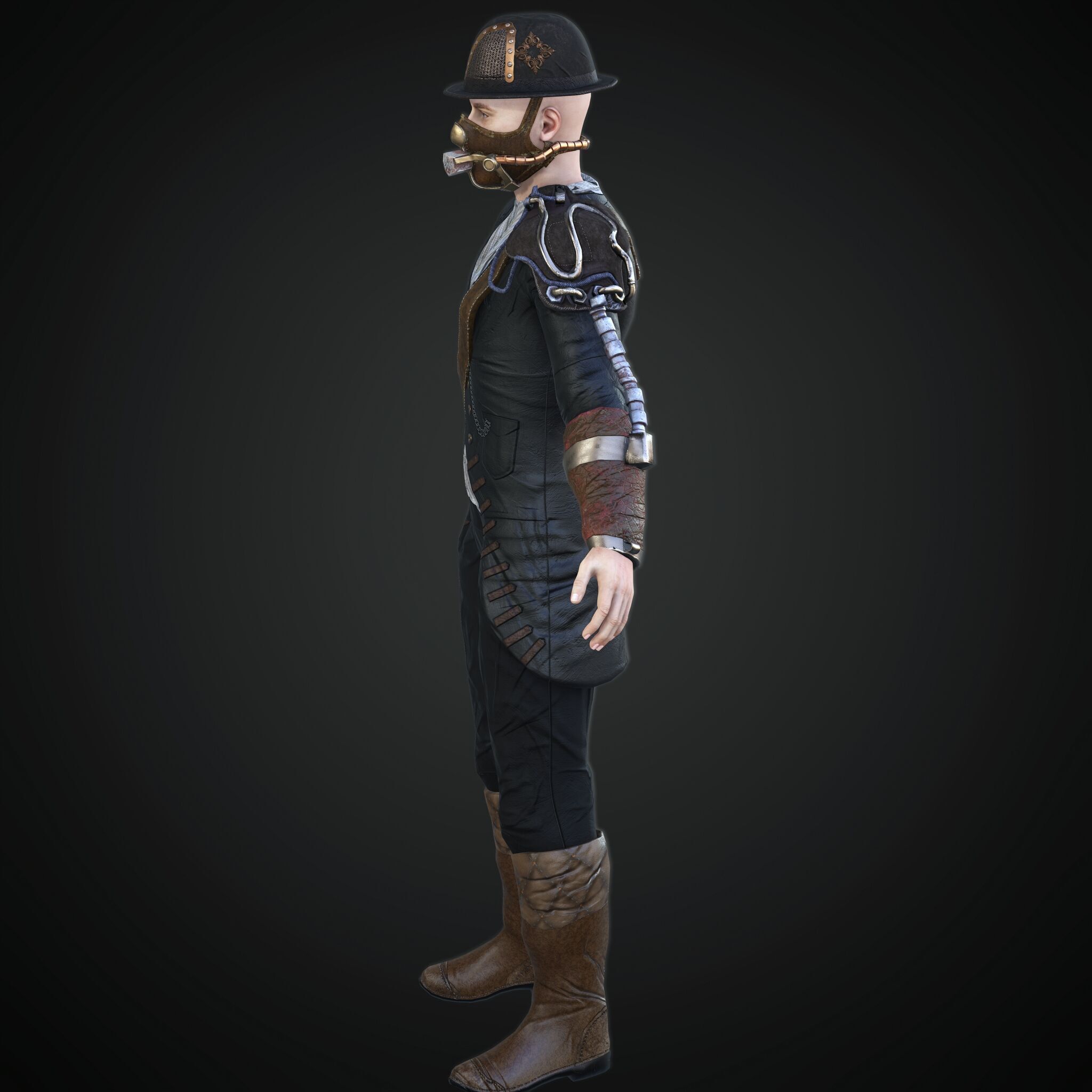 Mega Pack 28 Steampunk rigged character woman man Low-poly 3D model_23