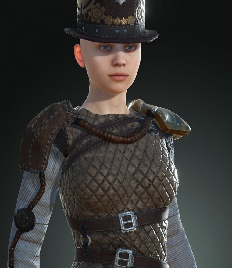 Mega Pack 28 Steampunk rigged character woman man Low-poly 3D model_85