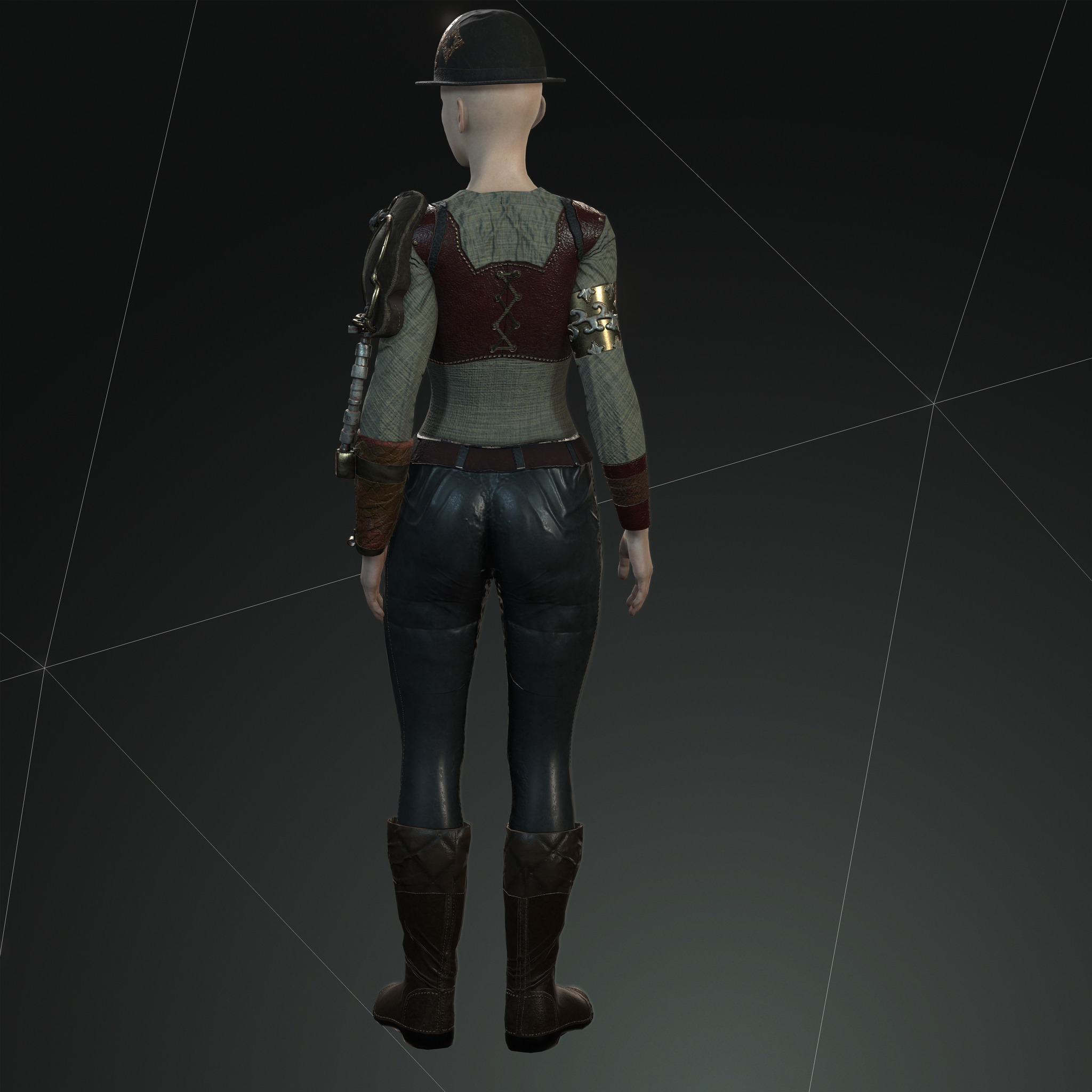 Mega Pack 28 Steampunk rigged character woman man Low-poly 3D model_122