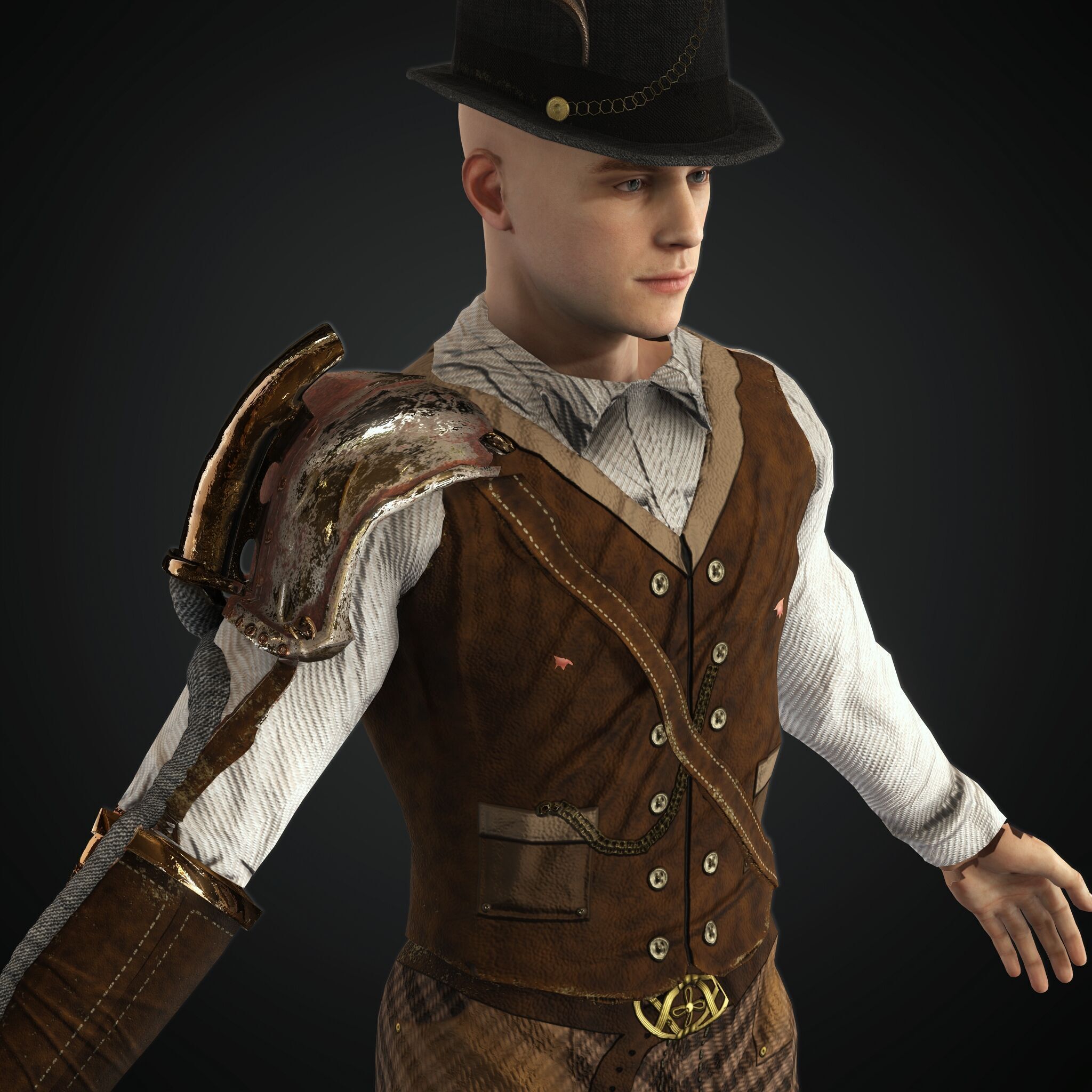 Mega Pack 28 Steampunk rigged character woman man Low-poly 3D model_5