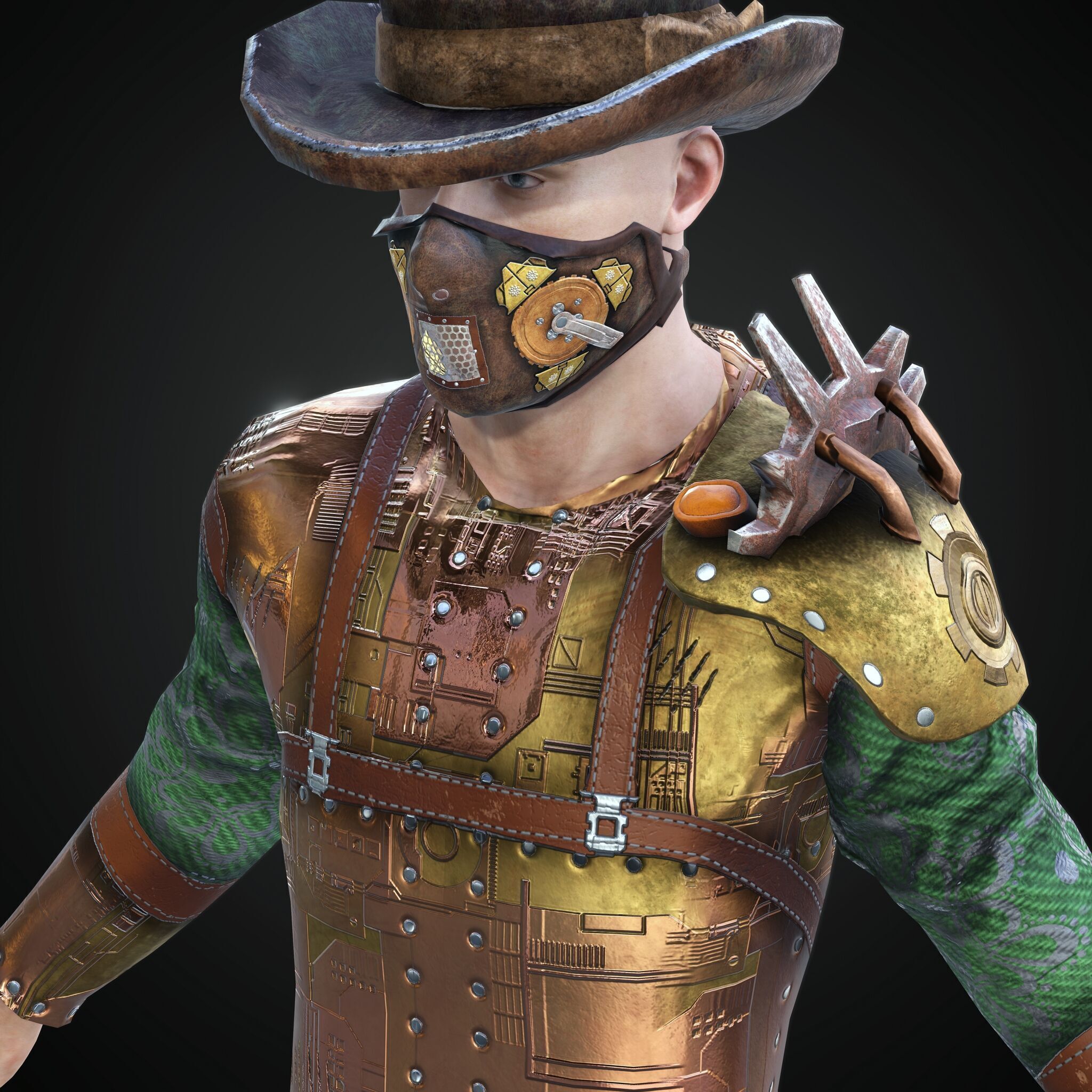 Mega Pack 28 Steampunk rigged character woman man Low-poly 3D model_60