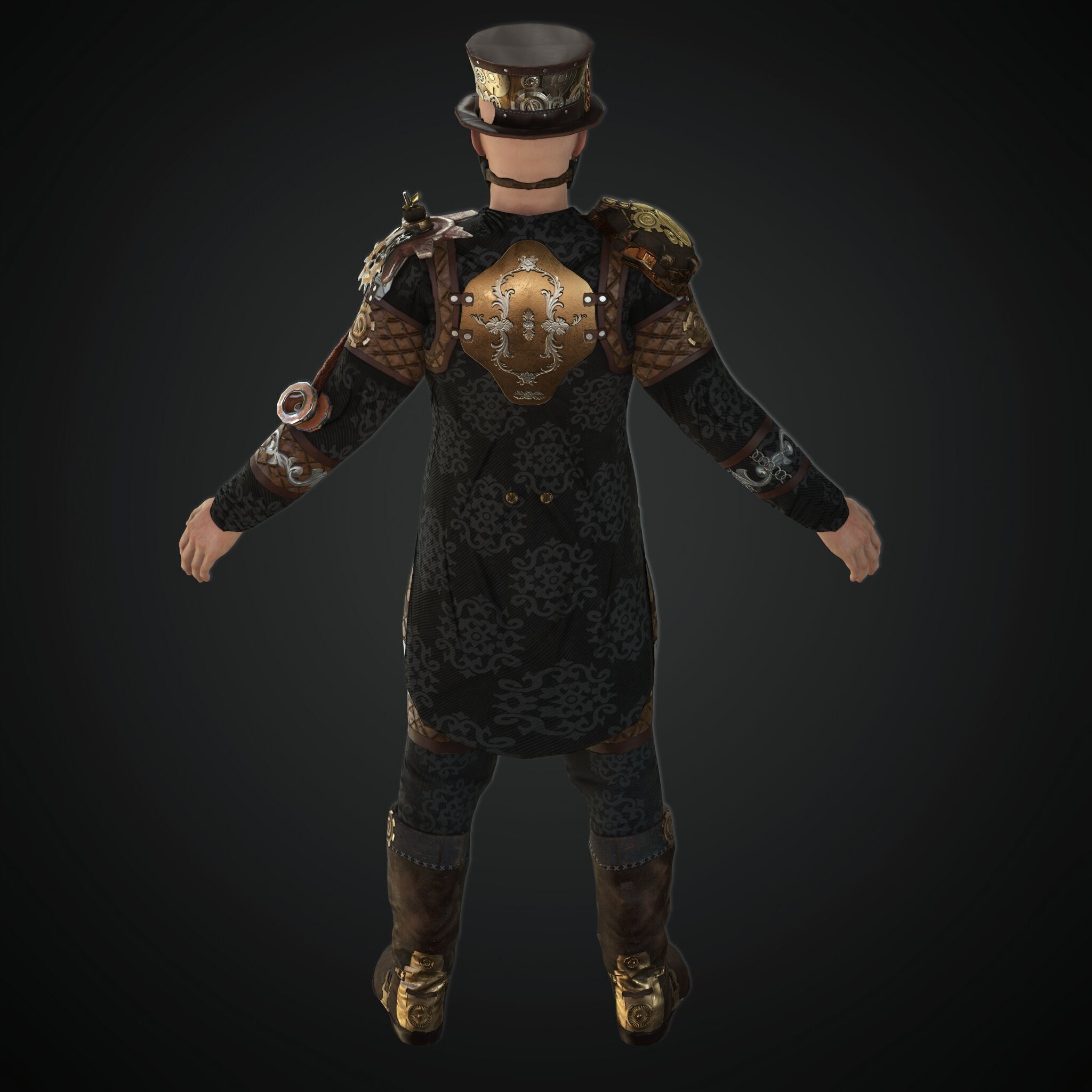 Mega Pack 28 Steampunk rigged character woman man Low-poly 3D model_43