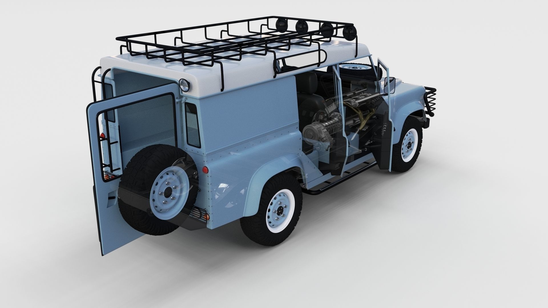 Full Land Rover Defender 110 Utility Station Wagon rev 3D model_77