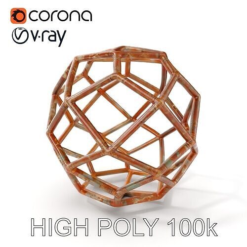 Geometric Wireframe Model Pack with Rust Texture Low-poly 3D model