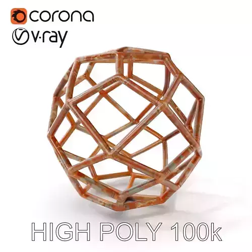 Geometric Wireframe Model Pack with Rust Texture Low-poly 3D model