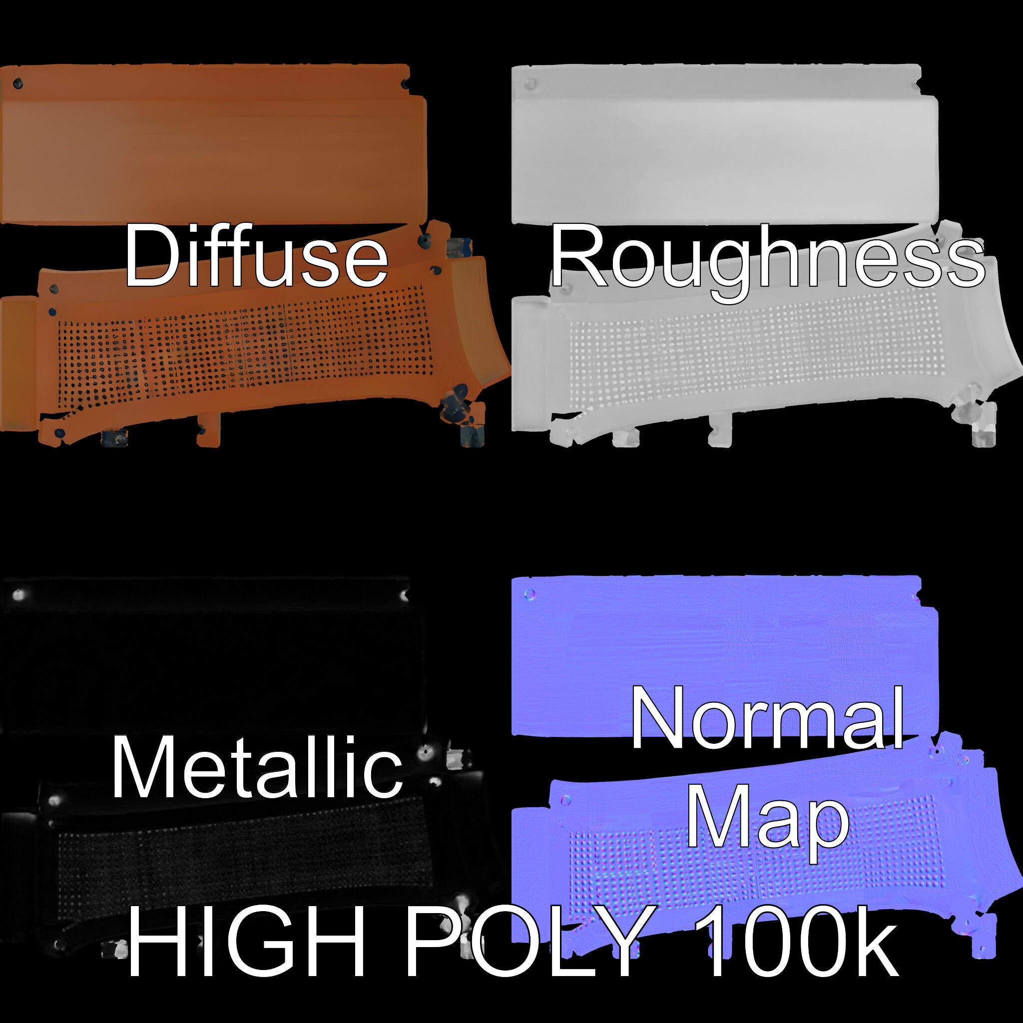 Perforated Metal Panel Wall Model Pack Low-poly 3D model_3