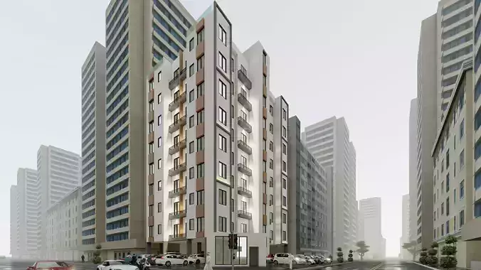 Modern Residential Investment Building    Low-poly 3D model