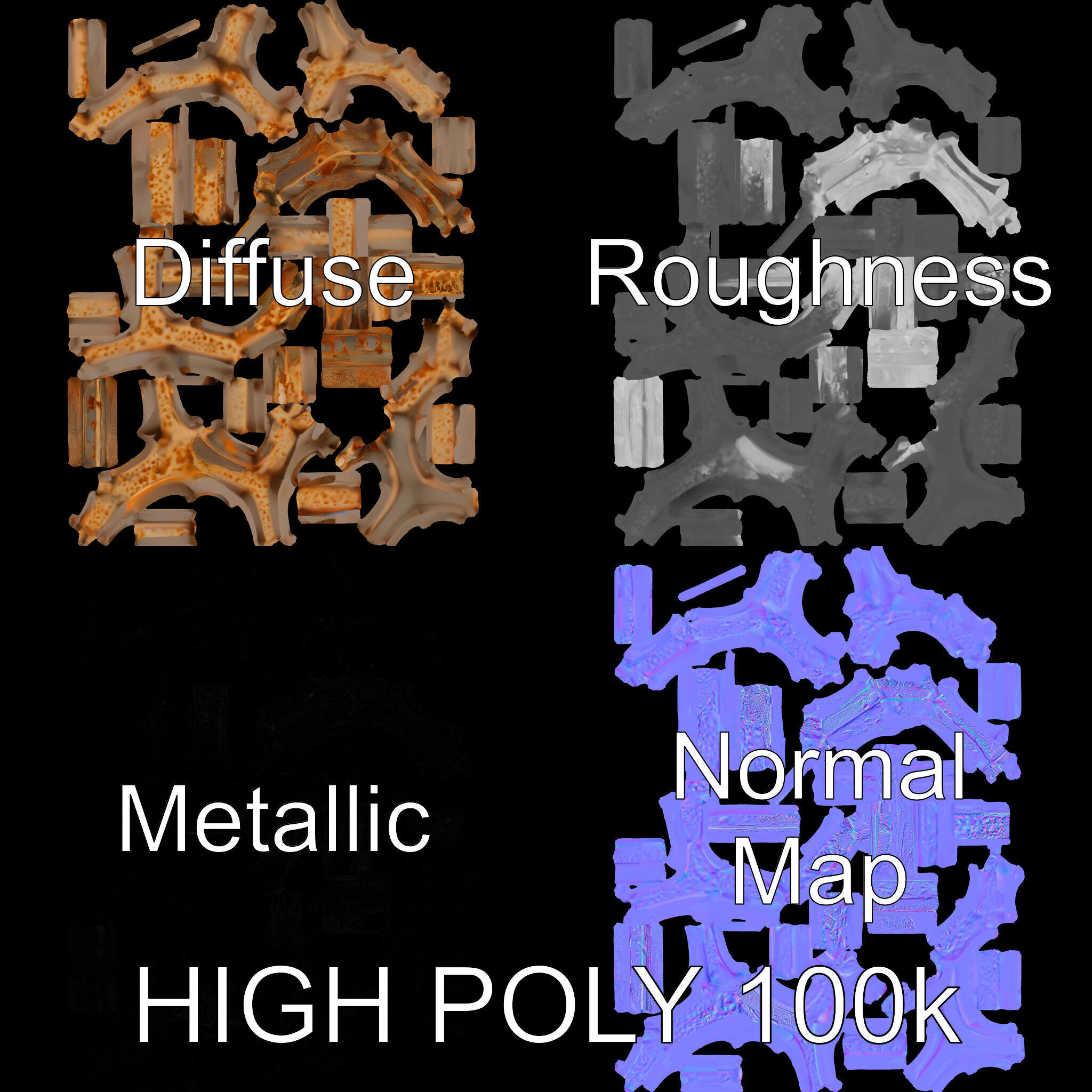 Rustic Geometric Sculpture Model Pack Low-poly 3D model_2