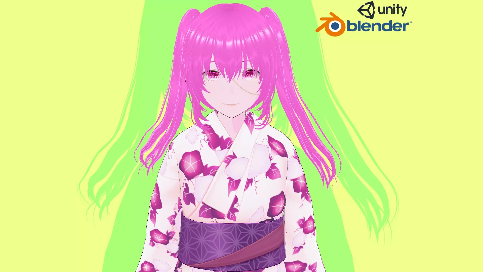 Psycho Traditional Anime Girl in Kimono Low-poly 3D model