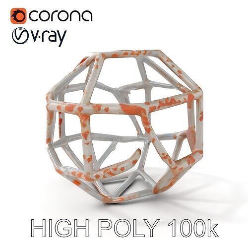 Geometric Wireframe Model Pack with Rusty Texture Low-poly 3D model