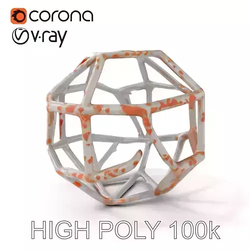 Geometric Wireframe Model Pack with Rusty Texture Low-poly 3D model