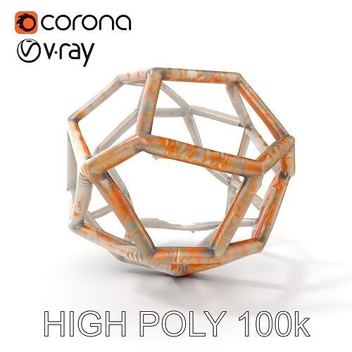 Rustic Wireframe Dodecahedron Model Pack Low-poly 3D model
