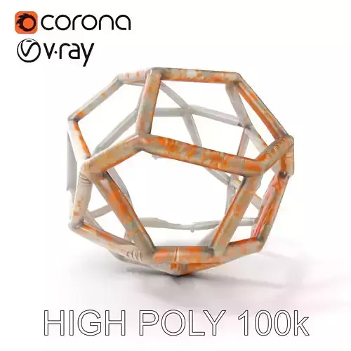 Rustic Wireframe Dodecahedron Model Pack Low-poly 3D model