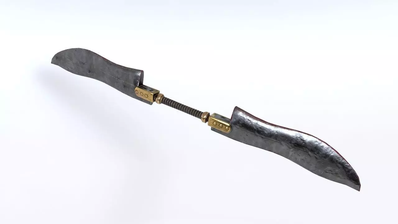 Fantasy double-blade Low-poly 3D model_0