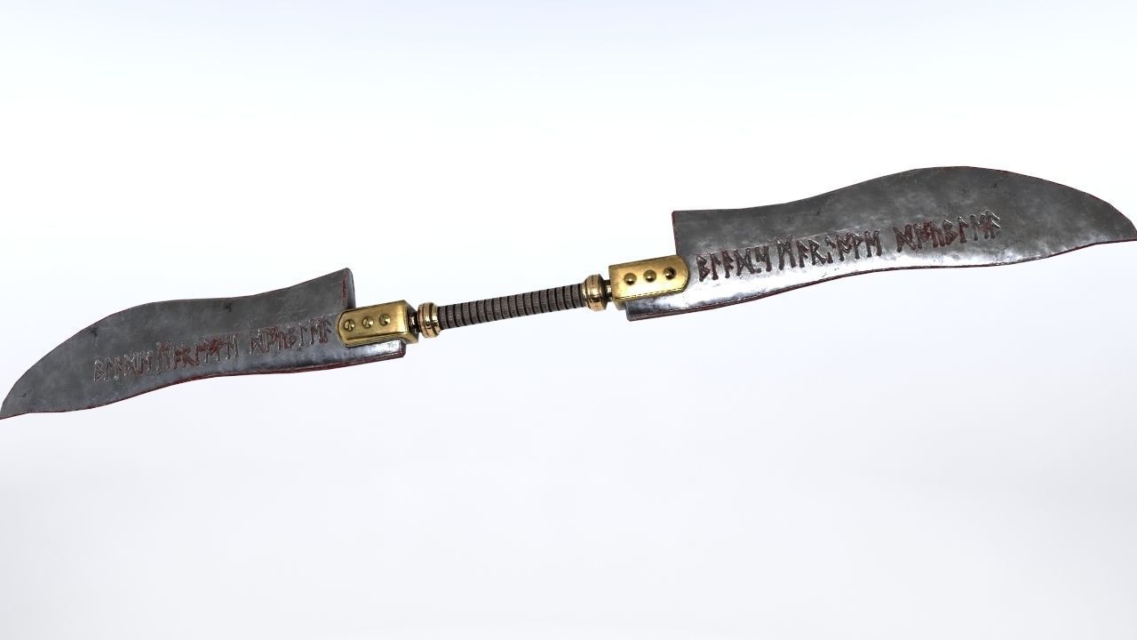 Fantasy double-blade Low-poly 3D model_1