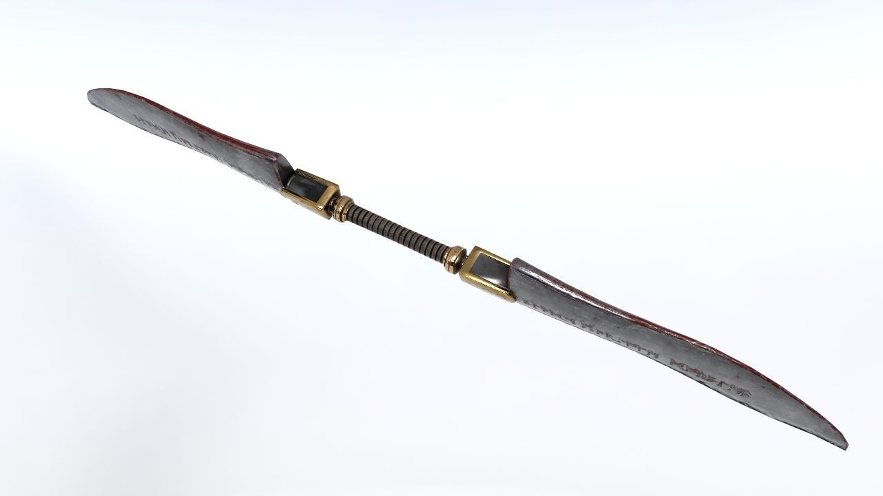 Fantasy double-blade Low-poly 3D model_3