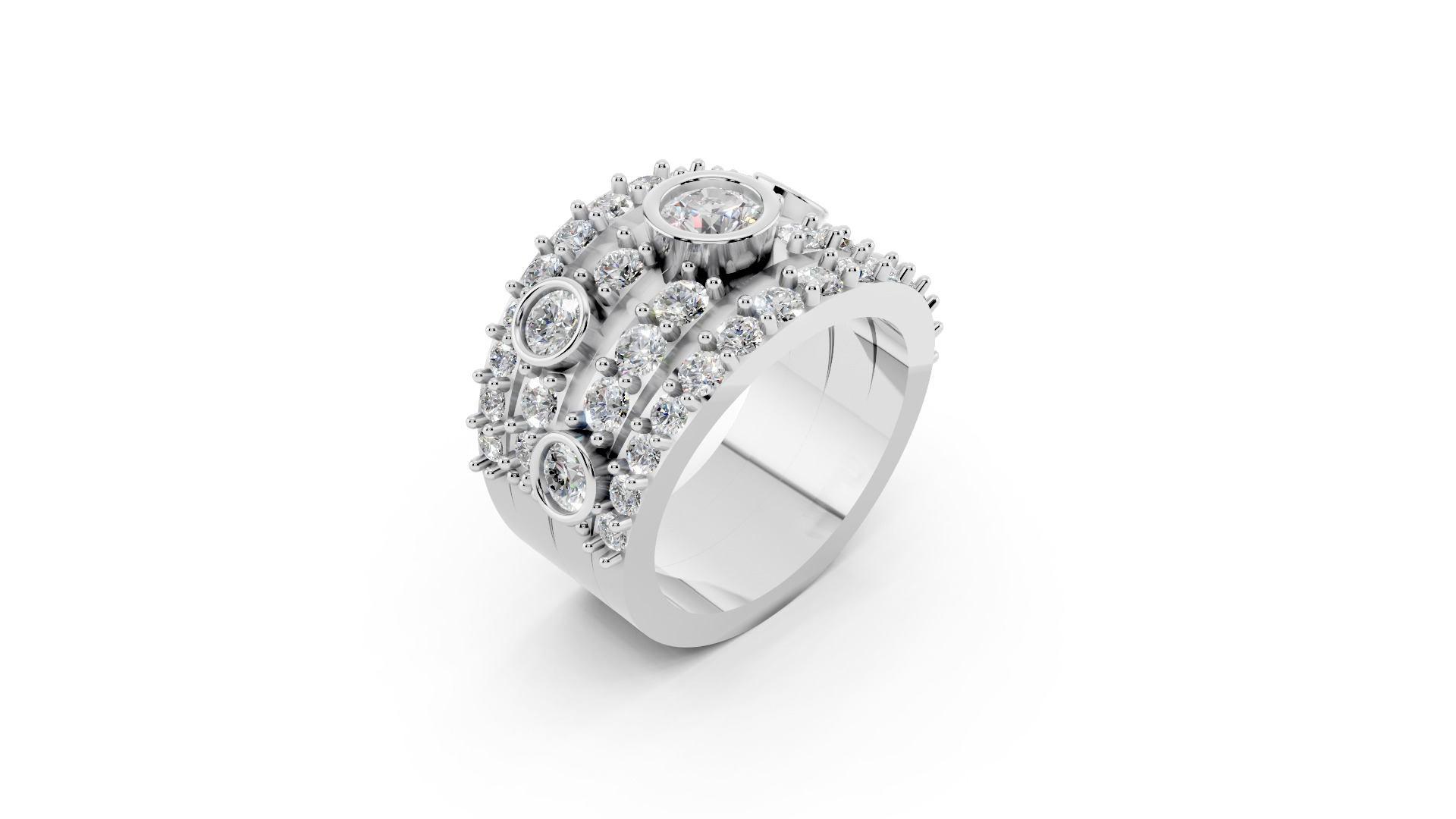 Multi Row Diamond Eternity Band 3D Jewelry Model 3D print model_2