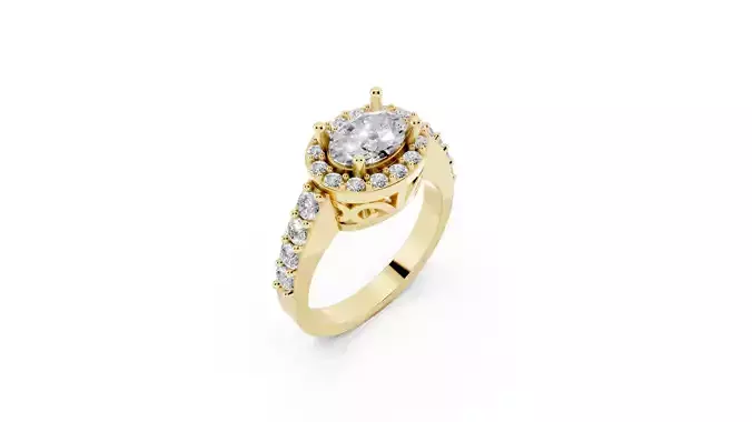 Vintage  Inspired Halo Diamond Cocktail Ring 3D Jewelry Model