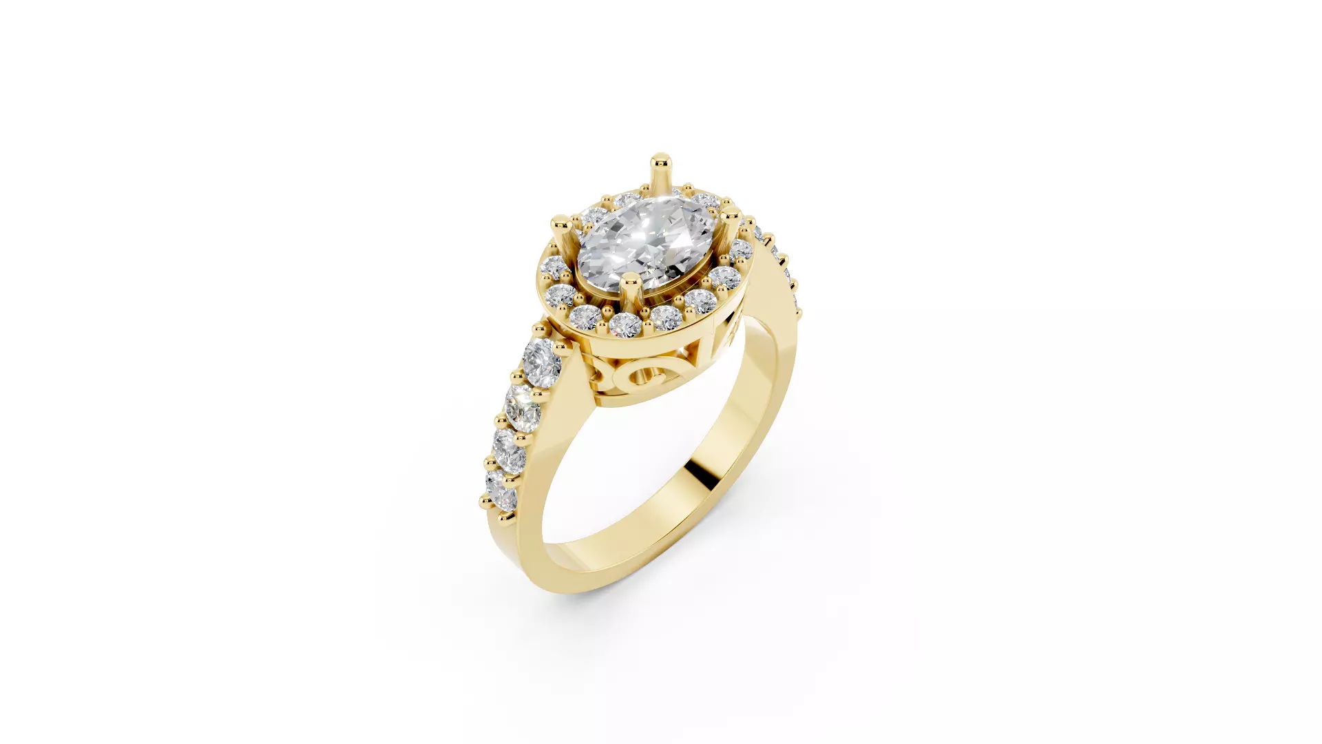 Vintage Inspired Halo Diamond Cocktail Ring 3D Jewelry Model 3D print model