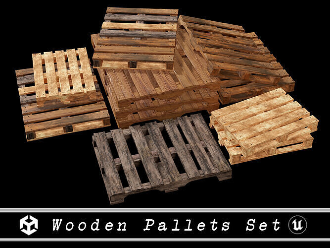 Wooden Pallets Set Low-poly 3D model