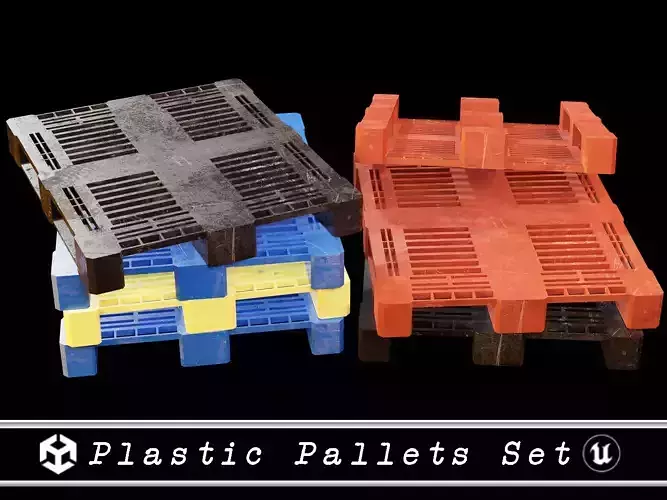 Plastic Pallets Set Low-poly 3D model