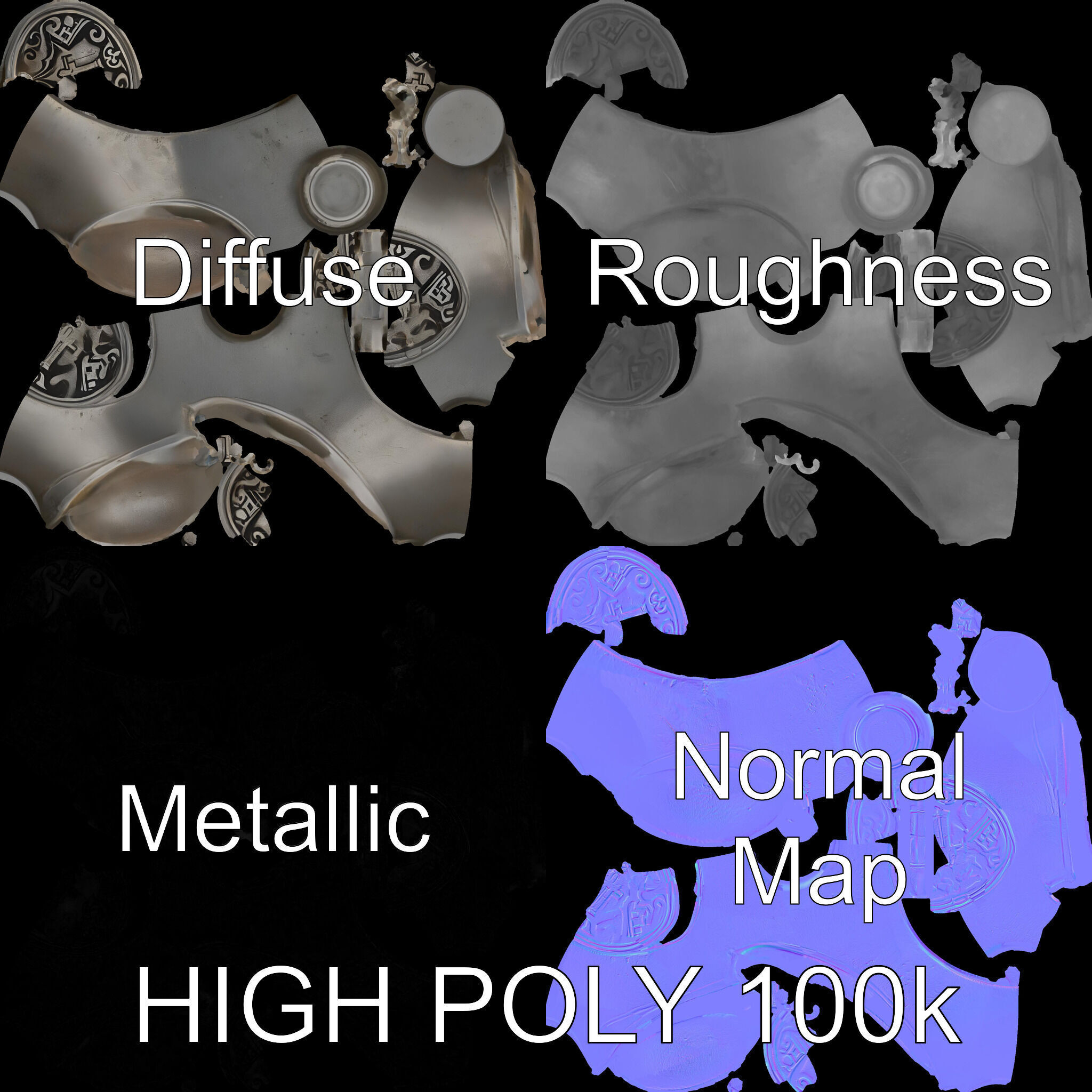 Vintage Metal Canteen Model Pack Low-poly 3D model_2