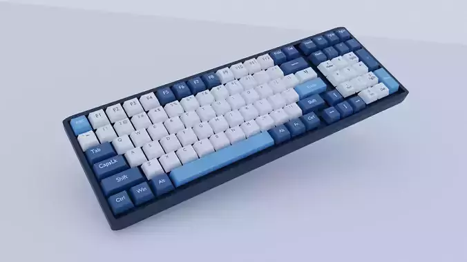 blue keyboard high-poly