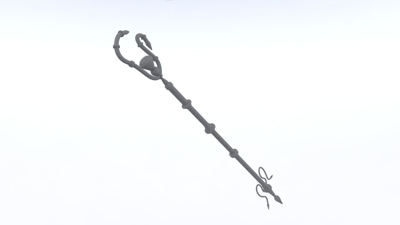 Golden Magic staff Low-poly 3D model_6