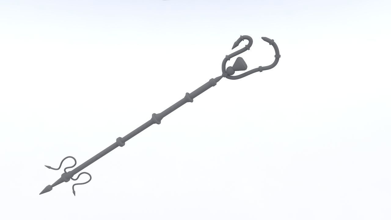 Golden Magic staff Low-poly 3D model_7