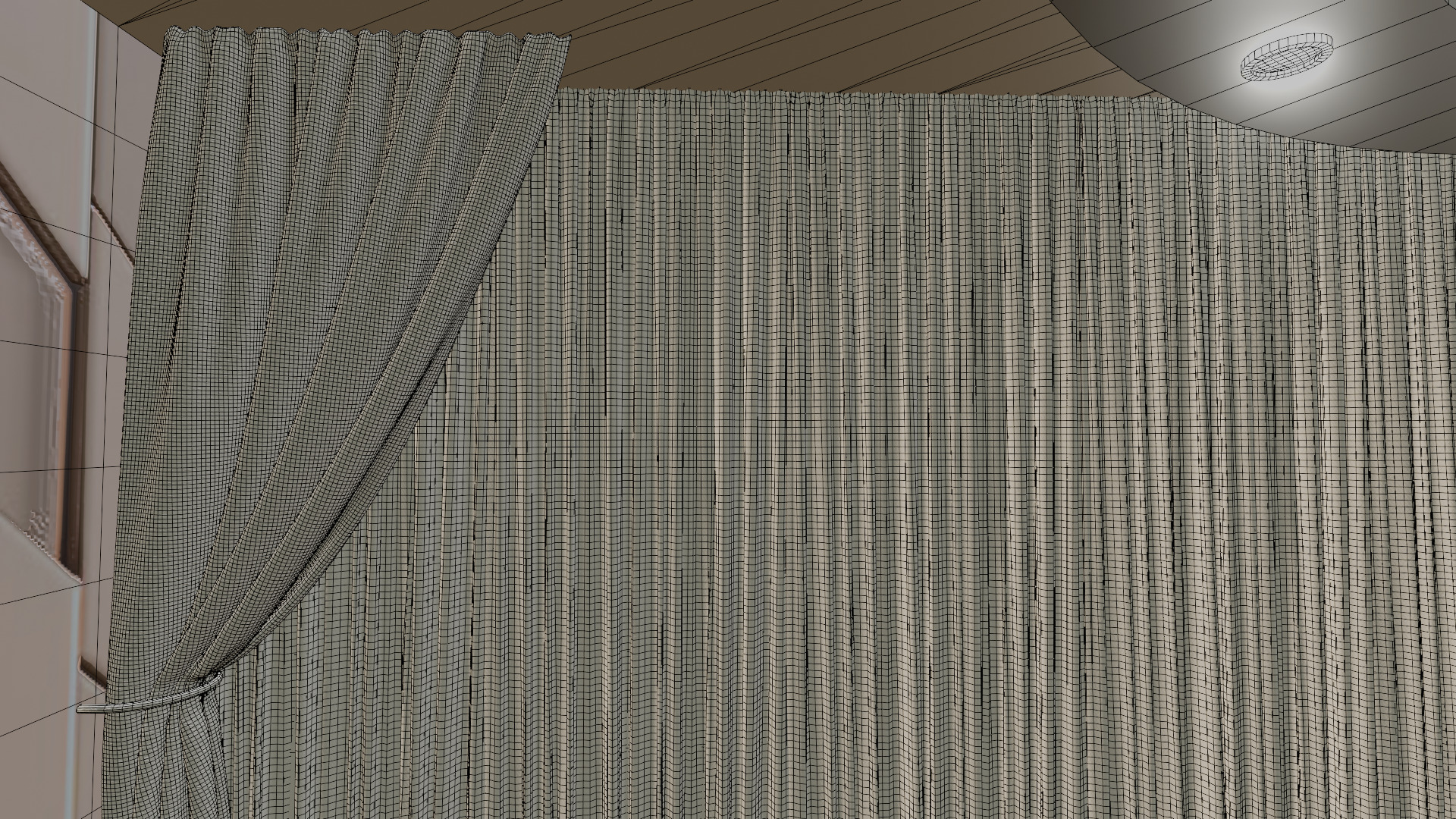 Elegant Round Bed Bedroom Interior Scene Low-poly 3D model_7