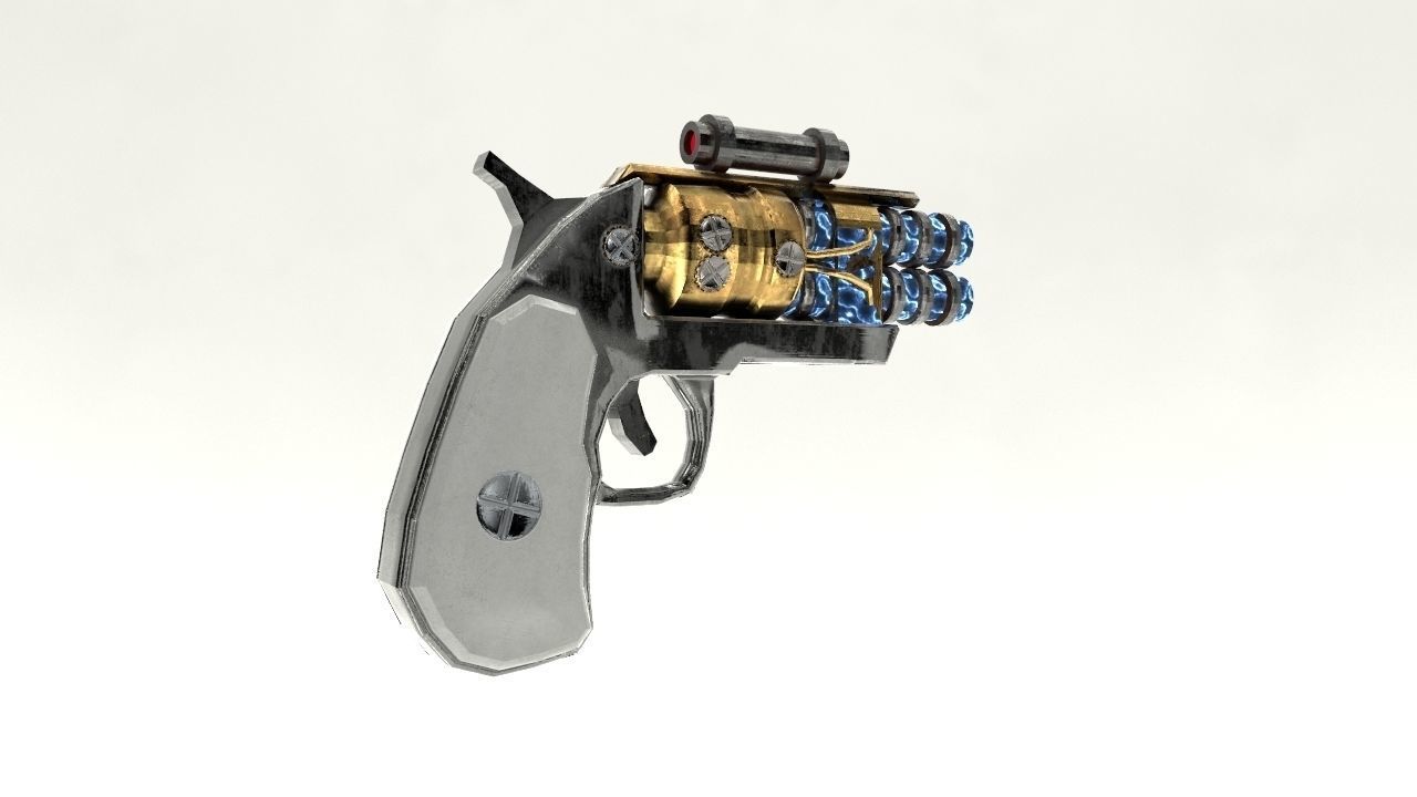 Steampunk Derringer Low-poly 3D model_1